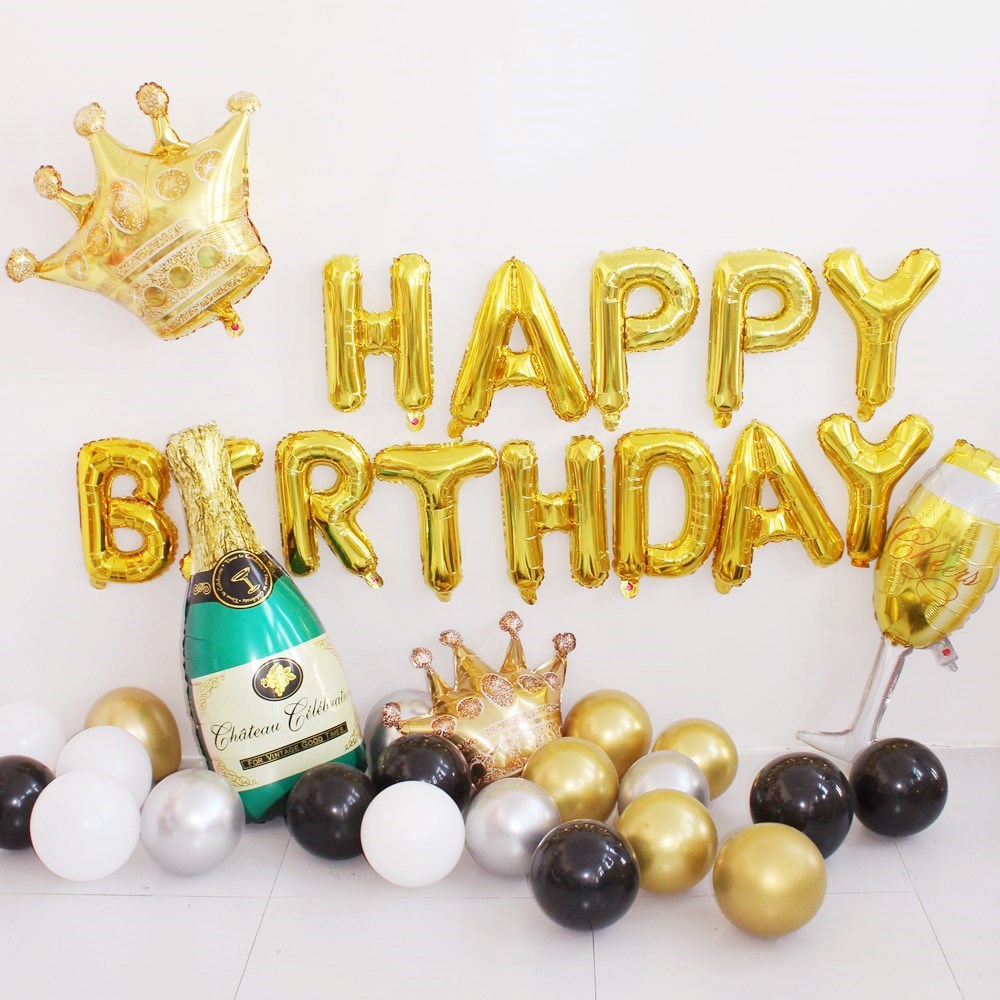 字母气球彩灯套装香槟成人儿童派对装饰布置汽球 生日11送备用字母