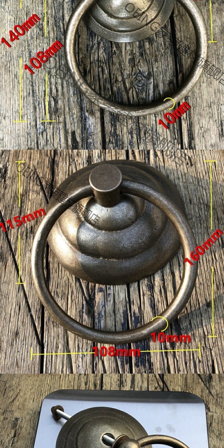 仿古大门铜环简洁式门环纯铜大门把手中式纯铜扣环复古门环底座115mm