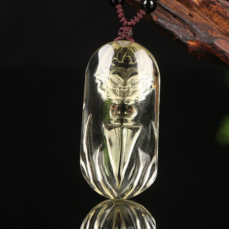 卫城黄水晶大黑天财神吊坠男女饰品挂件随身佩戴藏传挂件黄水晶大黑天