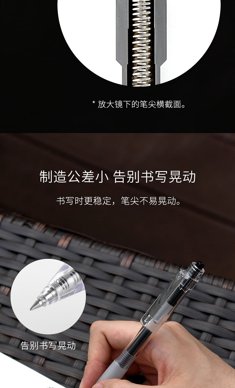 kaco凯宝按动笔学生中性笔05透明笔杆软胶笔握考试刷题用水笔简约办公