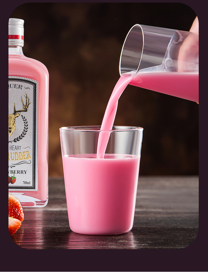 粉色野葛草莓奶油利口酒700ml力娇酒圣鹿洋酒套装咖啡酒甜酒 【实惠装