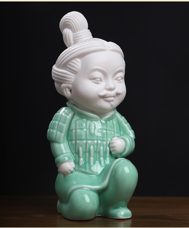 东方泥土兵马俑新中式古典创意q版摆件客厅办公室桌面装饰工艺品d5233