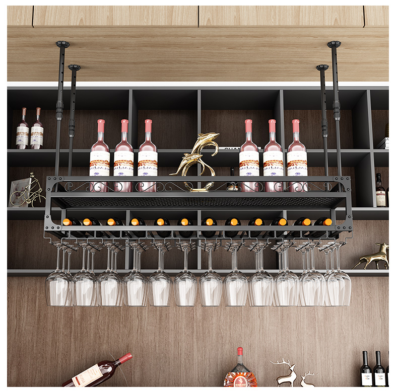 sivir轻奢吧台吊架酒架酒杯架悬挂倒挂家用红酒杯架悬挂创意酒柜围