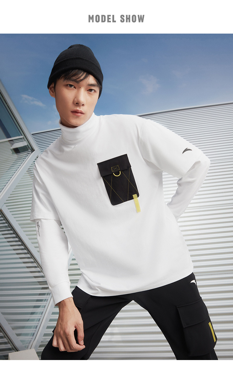 【星河涌动】安踏星标系列男子宽松休闲卫衣套头衫上衣 纯净白-1 xxl