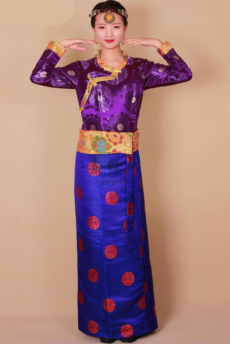 臧裙西藏服女款藏袍新款半身裙金边藏装藏服女不丹长裙博拉民族风