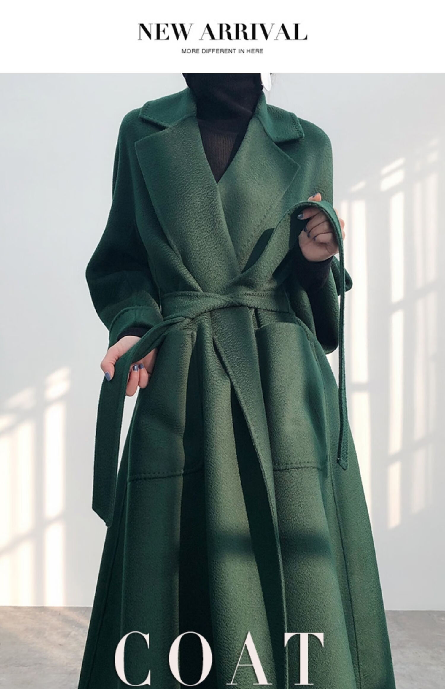 俞兆林品牌专卖21秋冬新款高端水波纹双面羊绒大衣女中长款过膝羊毛