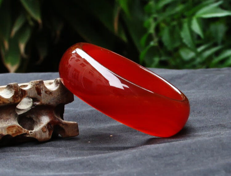 冰种红玛瑙玉手镯女加宽玉石手镯款细条款手镯圈口5556mm