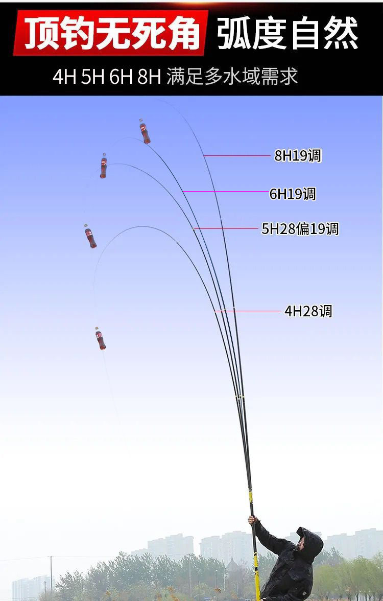 鱼竿日本进口碳素手竿超轻超硬28调台钓竿6h19调8h钓鱼竿6h超硬19调63