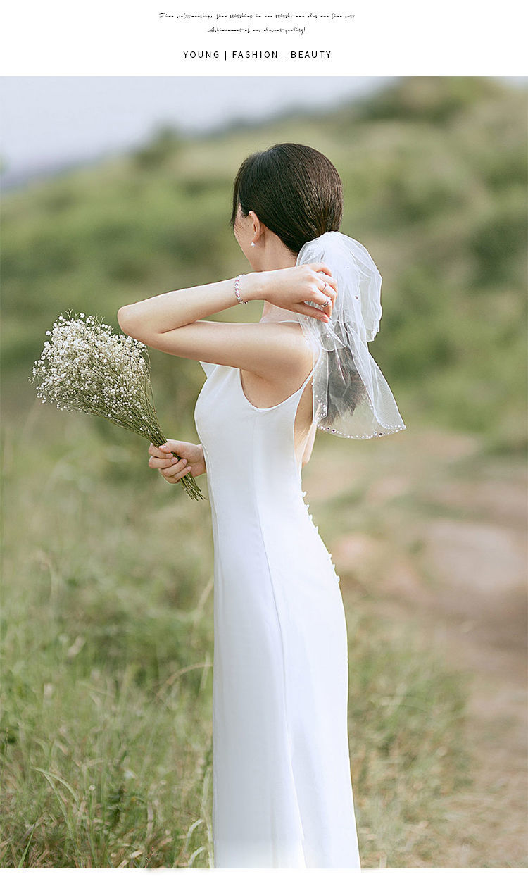 阿亨小个子日式轻婚纱登记照旅行拍照小众2021新款法式轻婚纱超仙新娘