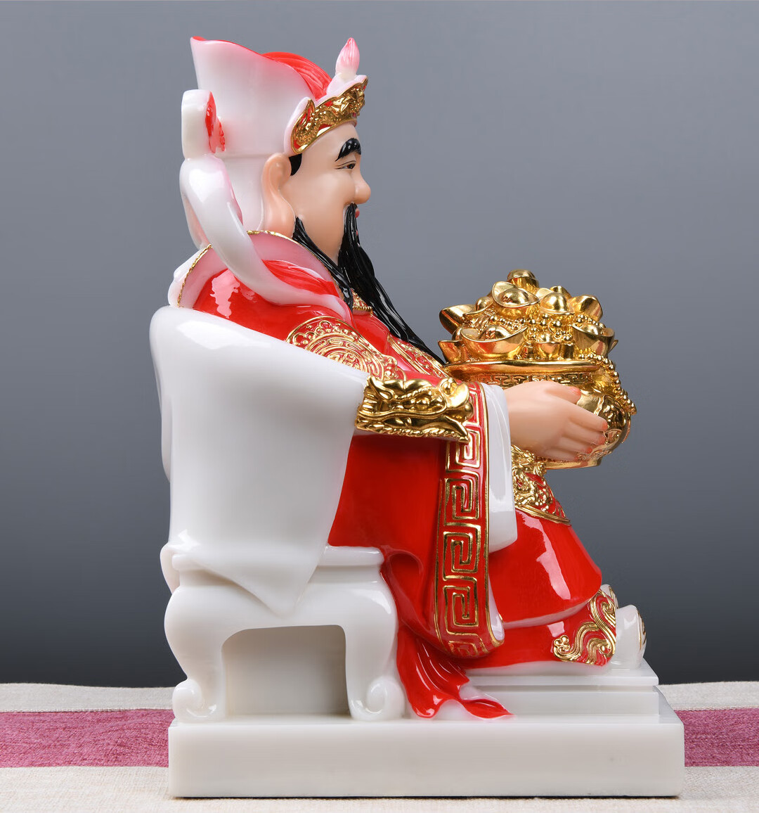 益心阁财神爷佛像家用供奉汉白玉文财神办公室店铺开业居家招财摆件16