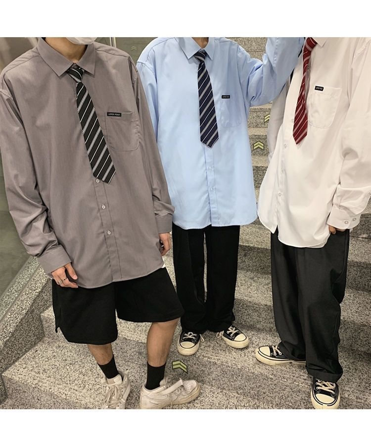 金盾(kin don)授权品牌白衬衫班服情侣装秋装ins港风潮流dk制服男jk