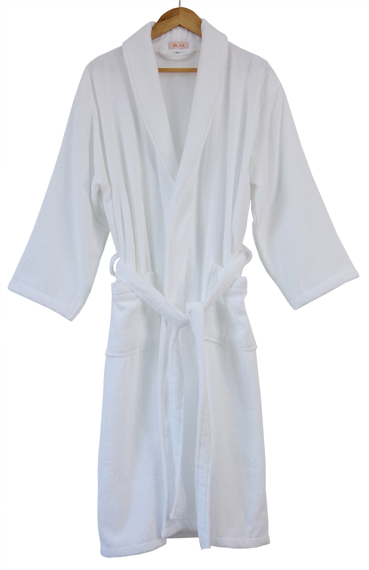 温泉酒店浴袍纯棉全棉浴袍春秋季纯棉睡袍酒店毛巾料白色纯棉厚款温泉