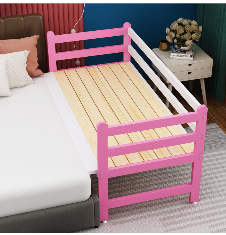 迪士尼铁儿童拼接床大床加宽床婴儿床带围栏铁艺烤漆单人床床边床加宽