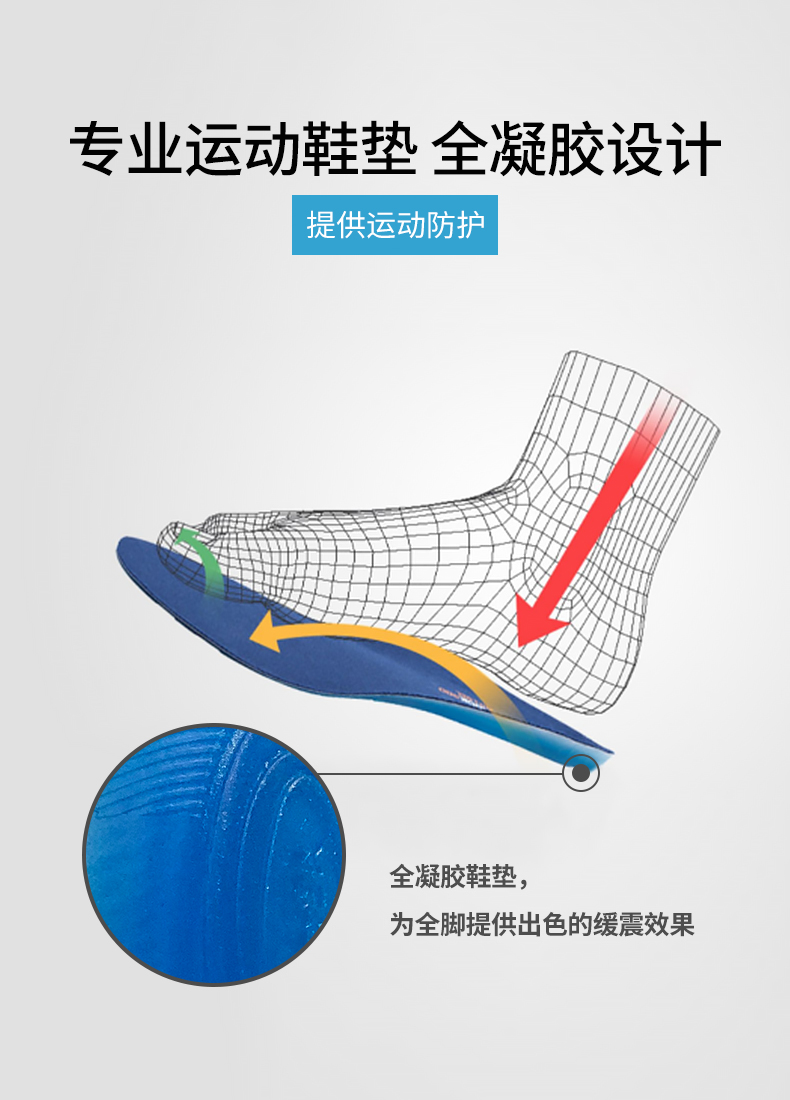 迪卡侬舒适鞋垫男硅胶运动吸汗全掌加厚减震篮球跑步女官网feel蓝色