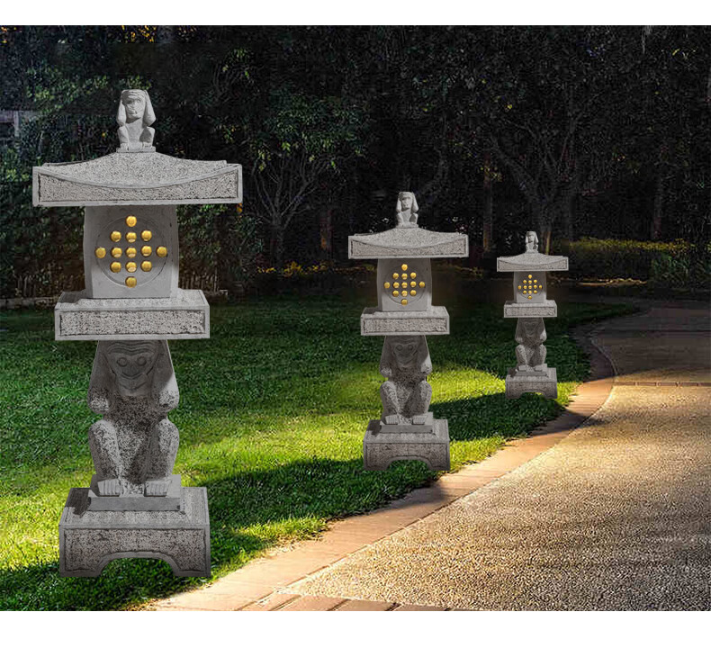 日式庭院石灯笼仿古青石石头灯室外花园灯塔草坪灯禅意园林装饰 5号石