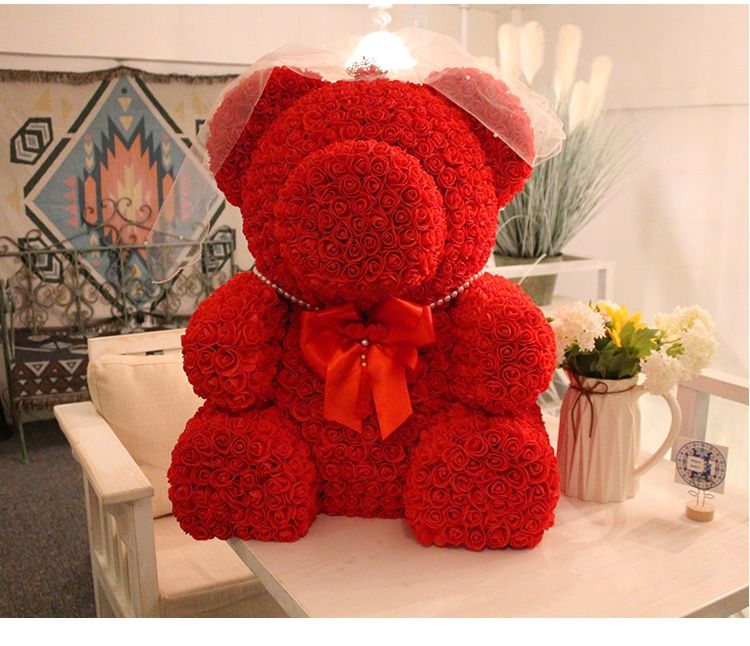 芊阙轻奢玫瑰花熊情人节生日礼物颂女友闺蜜巨型抱抱熊香皂永生花抖音