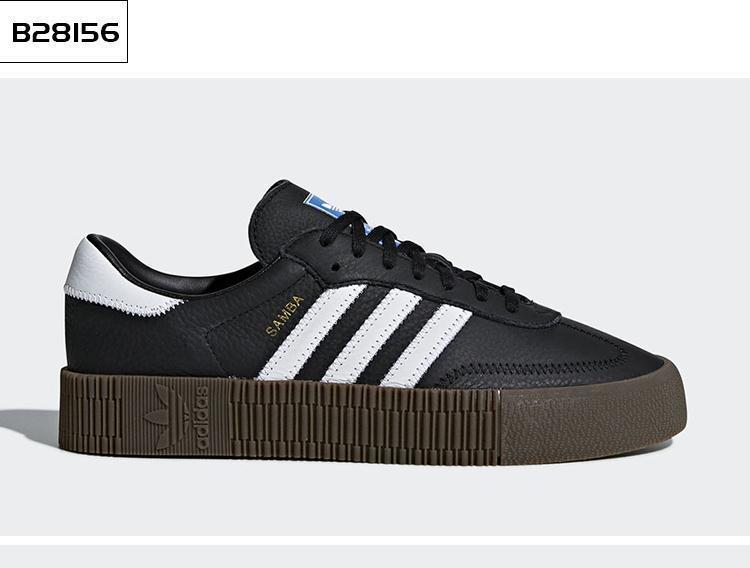 新款三叶草 sambarose女鞋黑白复古厚底松糕板鞋aq1134/ee4681 红色