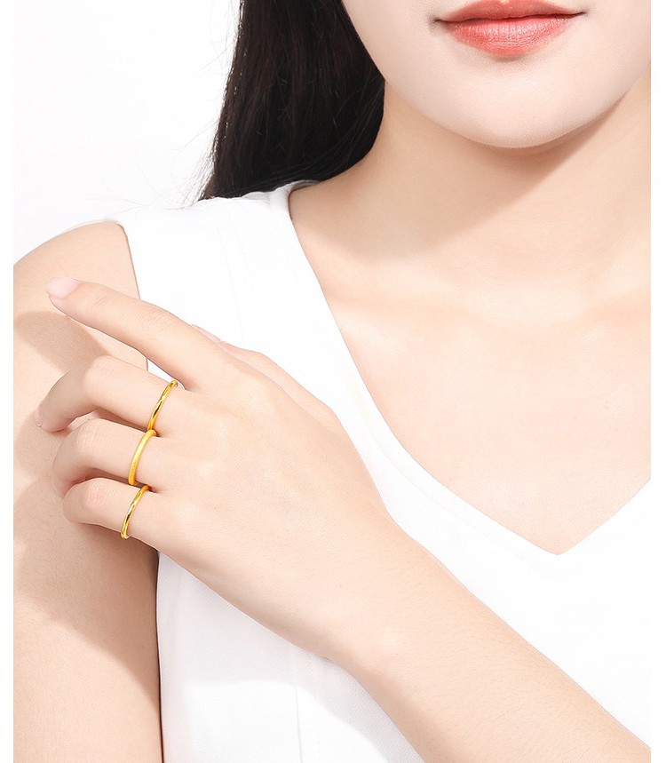 梦幻时光黄金戒指三生三世足金戒指可叠戴排戒定价单个送女友老婆生日