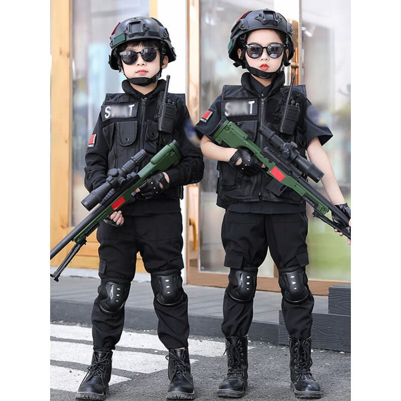 定制警察儿童服装秋冬季儿童特警警察套装生日礼物万圣节服装特种兵