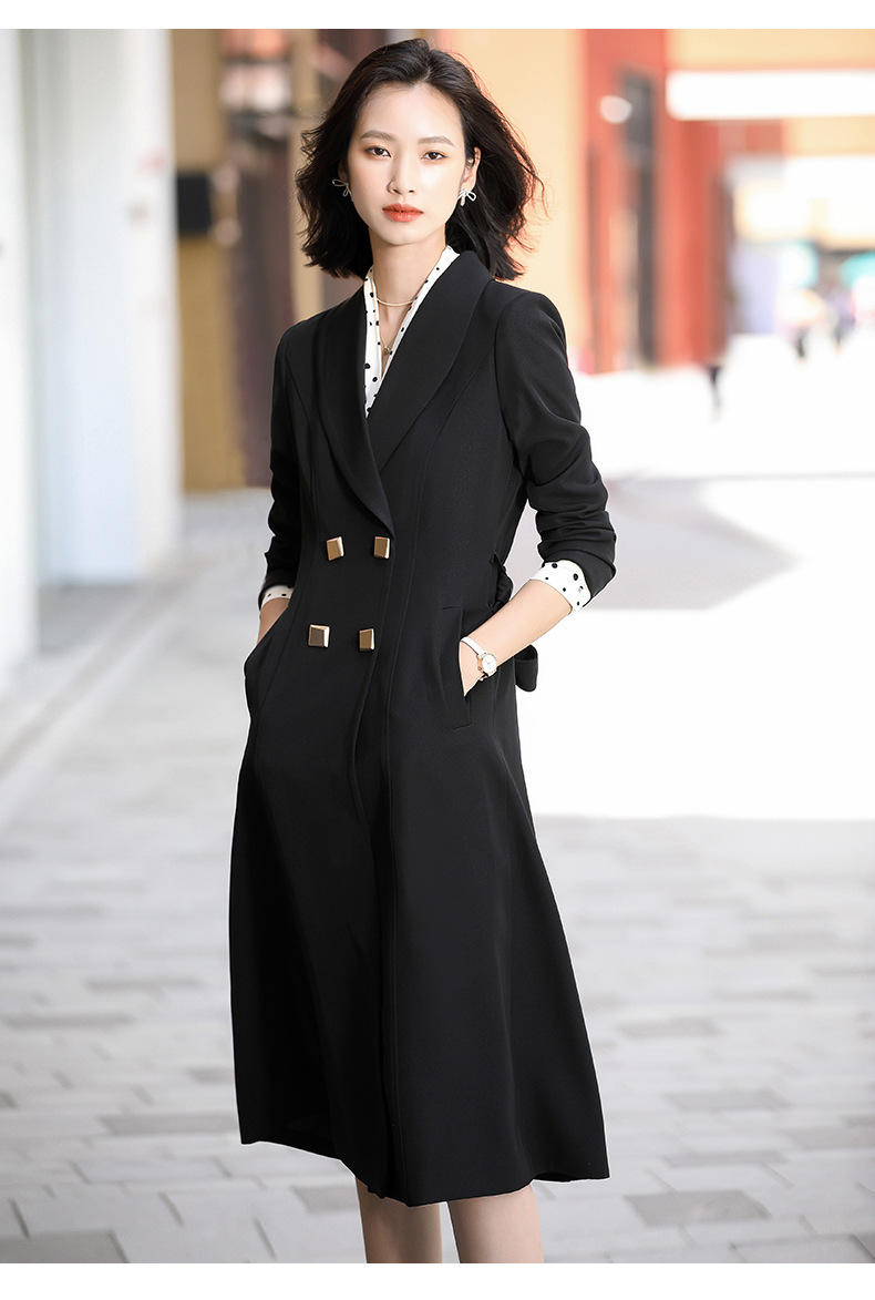 ol通勤播音艺考服装主持人正装酒店大堂职年新款女士风衣女中长款英伦