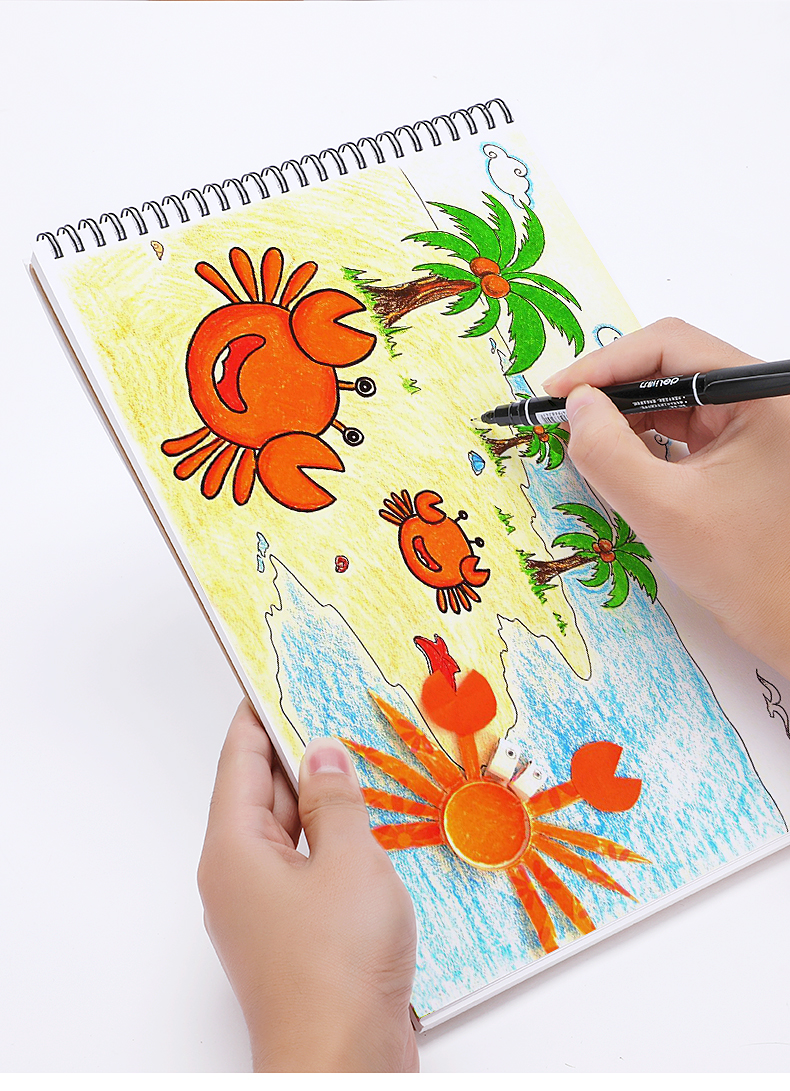 得力勾线笔幼儿园儿童学生用美术描线笔画画笔黑色简笔画专用水性图画