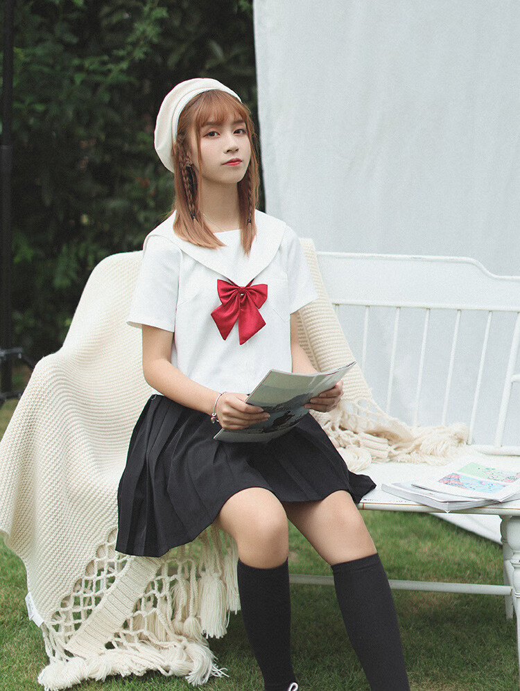 短袖水手服女夏季学院风日系jk制服套装校服保密发货 白衣搭配黑裙 s