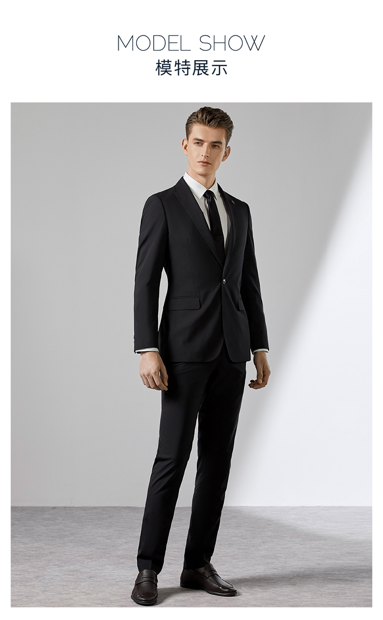 vasto华斯度21春夏新品男士商务职场休闲便西休闲单西长袖外套深蓝色