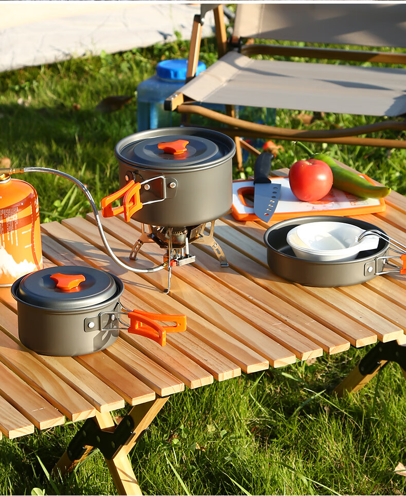 迪卡侬岩谷卡式炉套装露营锅户外套锅装备野外炊具煎煮锅便携餐具