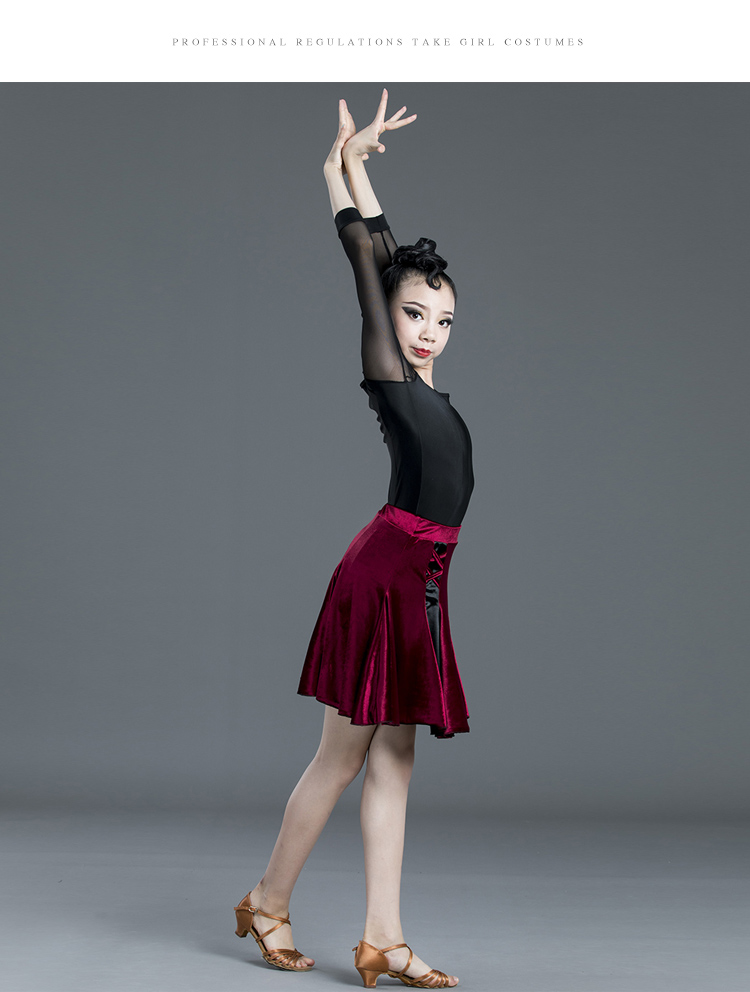 秋季新款拉丁舞服装儿童女拉丁舞蹈服少儿练功服表演比赛服考级服主图