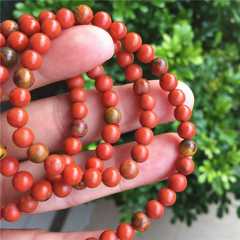 华花弥(huahuami)南红玛瑙四川凉山瓦西九口铁皮黄皮包浆带原皮佛珠