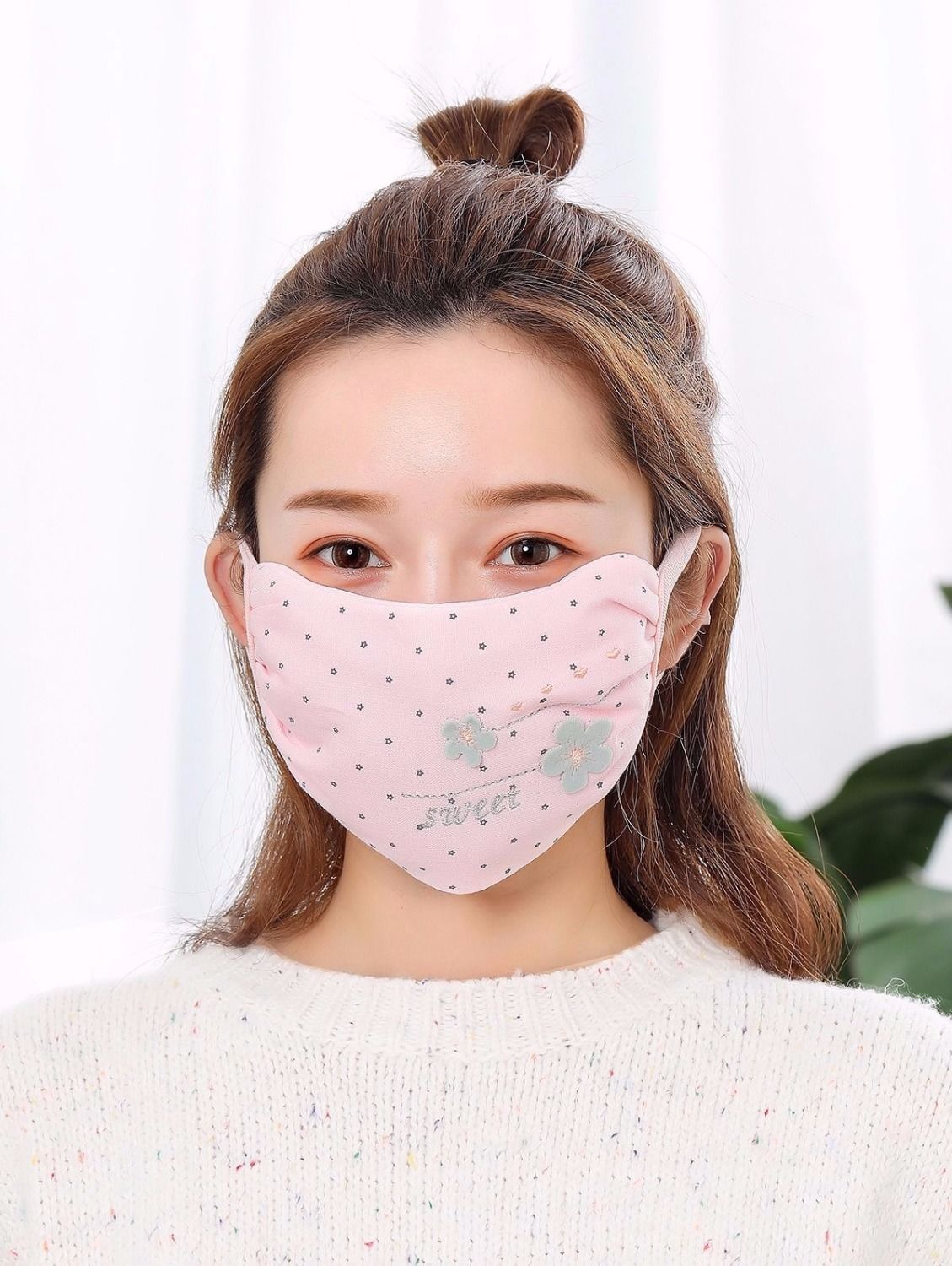 【秋冬季】护眼角口罩女防寒保暖透气易呼吸加大加厚面罩 1只装【深蓝