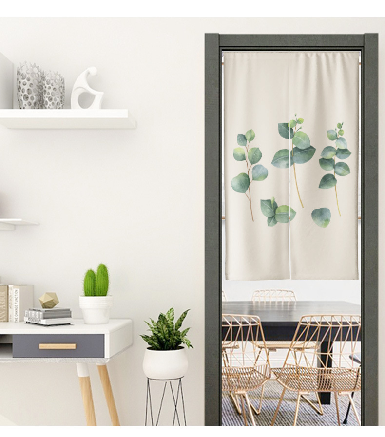 禧愿 定制北欧绿植ins布艺门帘卧室厨房棉麻遮光房门布一件 尤加利
