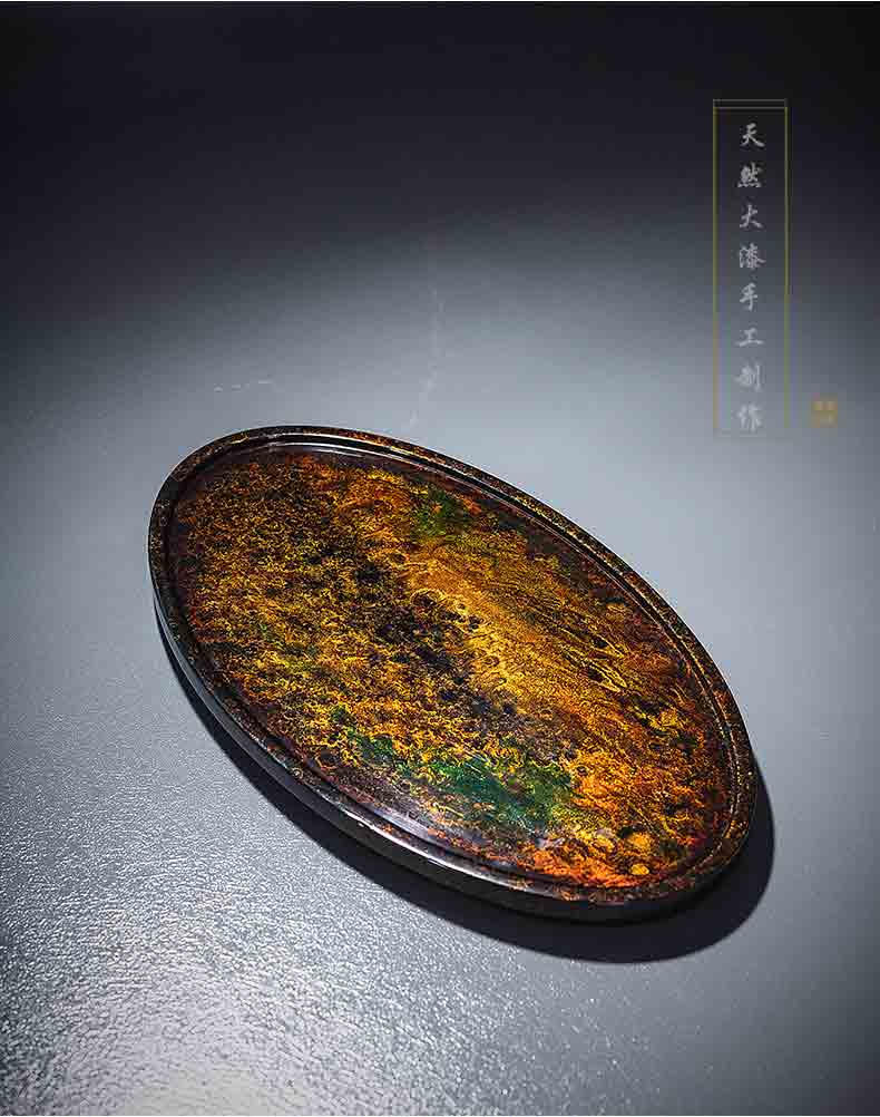 吾和漆器茶盘福州大漆手工制作小茶盘中式简约单层茶台壶承干泡盘 晕