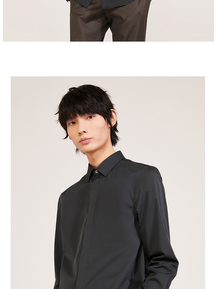 selected思莱德秋冬含棉纯色修身潮商务休闲长袖衬衫男422105015深