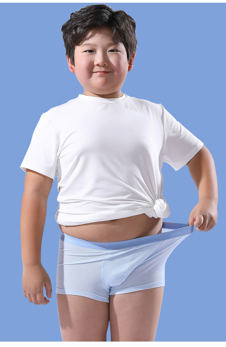 胖童内裤网眼舒适透气四角裤夏季薄款zn221203天空蓝小鸭黄冰清绿130