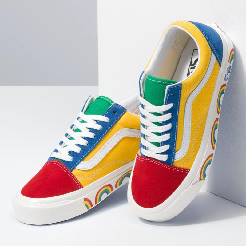 范斯(vans)old skool 36 dx 安纳海姆经典系列彩虹配色男女低帮休闲鞋