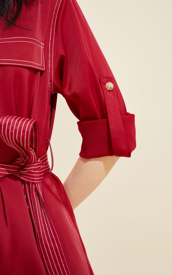 only夏季新款法式复古显瘦气质中长款连衣裙女120107677 f16里约红rio