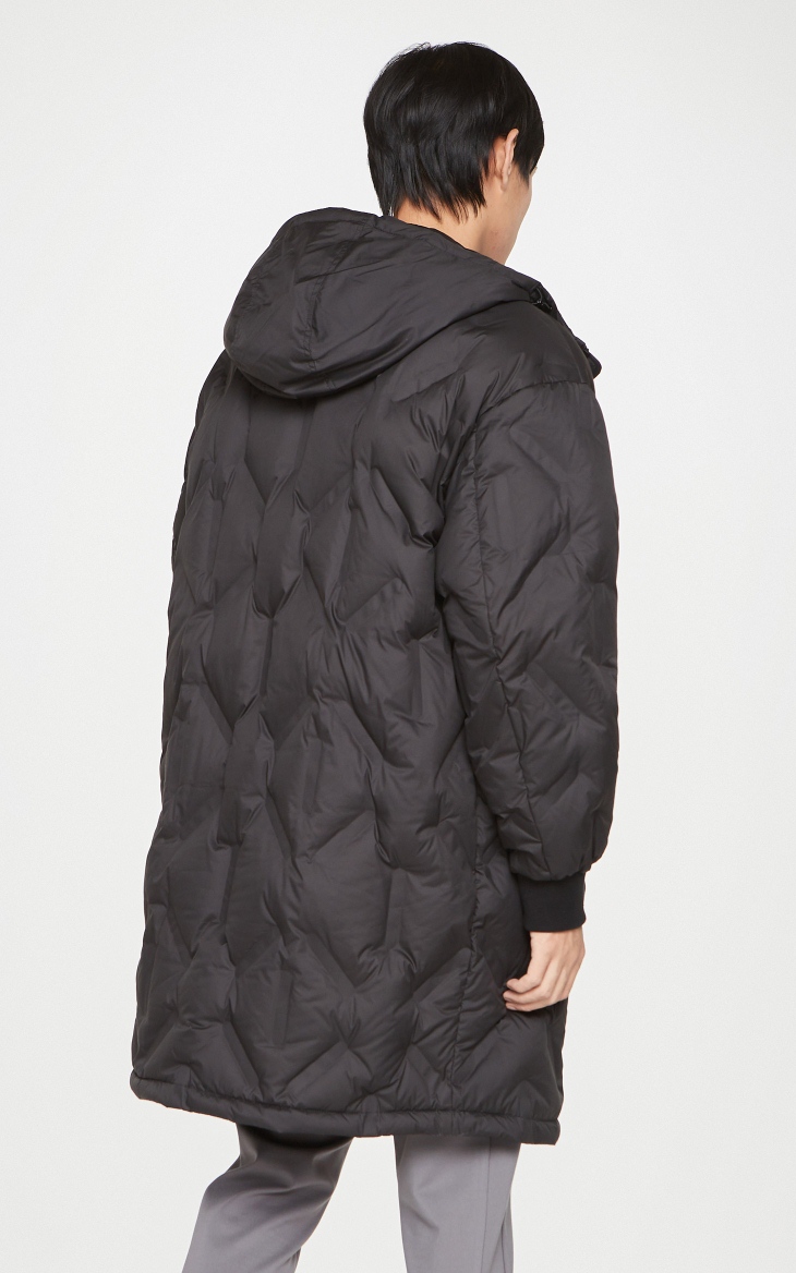 selected思莱德新品鸭绒压胶休闲连帽长款羽绒服s420412042 黑色black