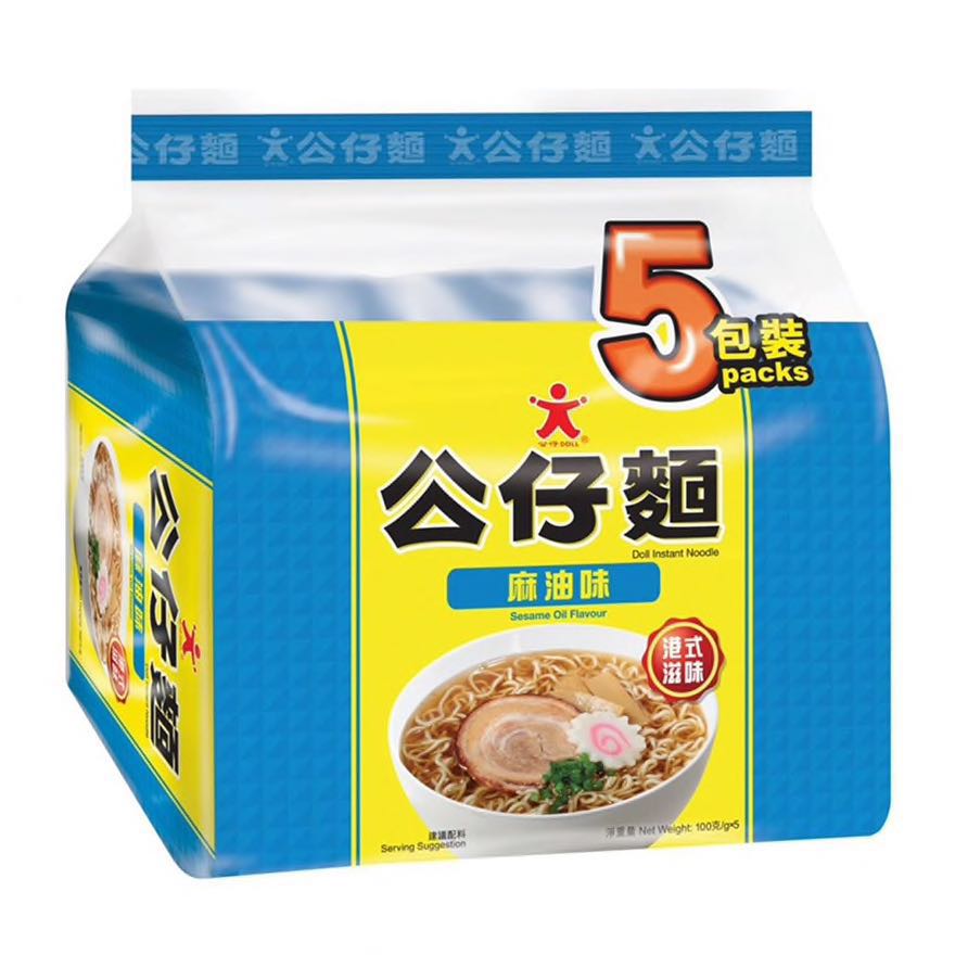 香港进口 公仔面(doll)麻油味 100g*5 袋装