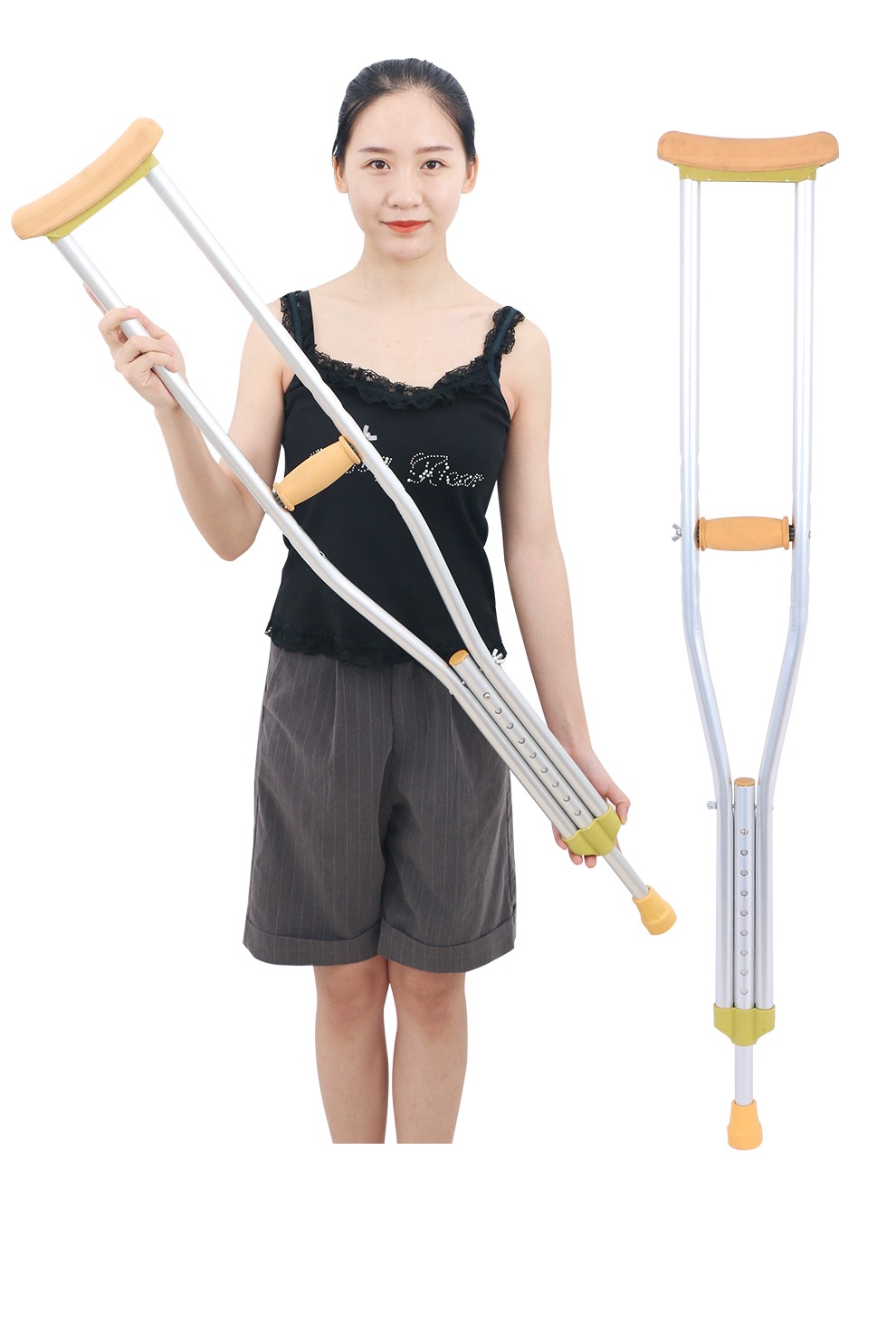 江浩减震腋下拐杖医用骨折双拐加厚不锈钢轻便铝合金助行器双拐拄拐