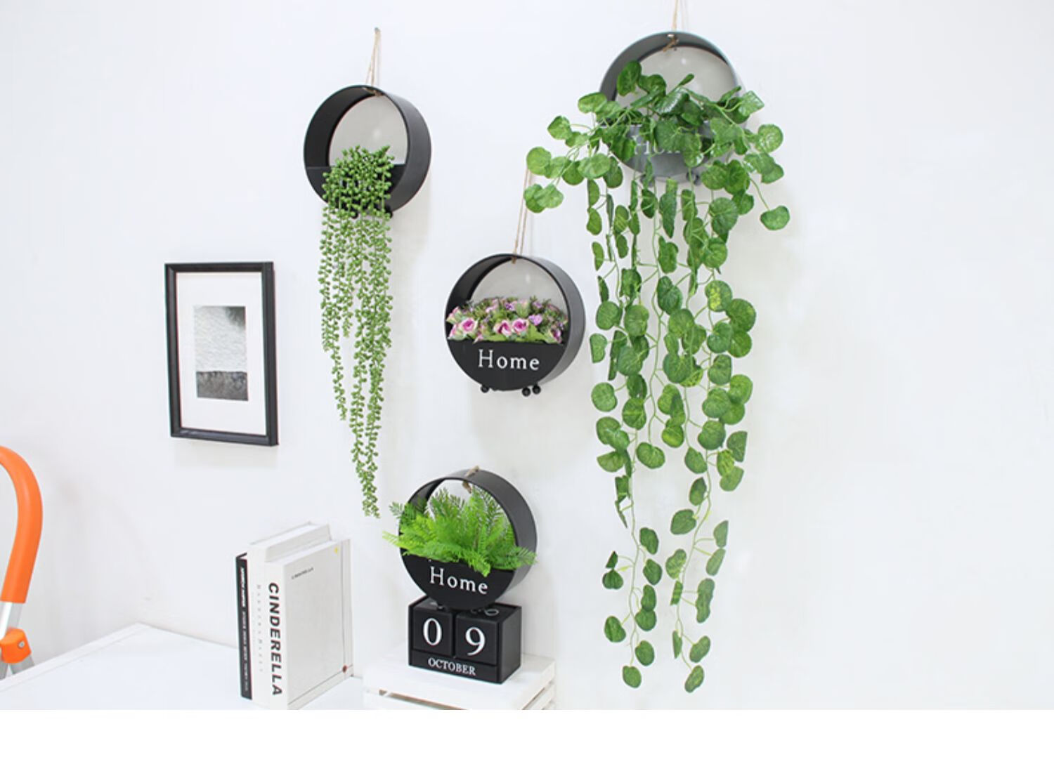 墙面挂饰装饰挂墙植物盆栽壁挂式墙面装饰北欧挂饰花盆悬挂式文艺白色