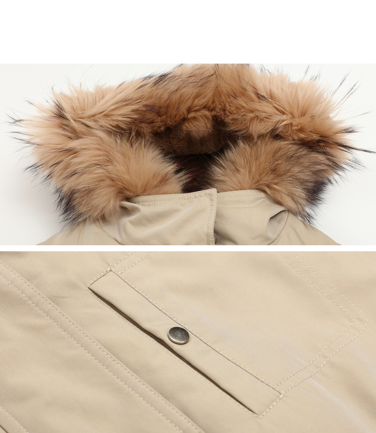 yiner音儿女装2019冬季新款獭兔毛内胆貉子毛领门襟长款派克服 粉色