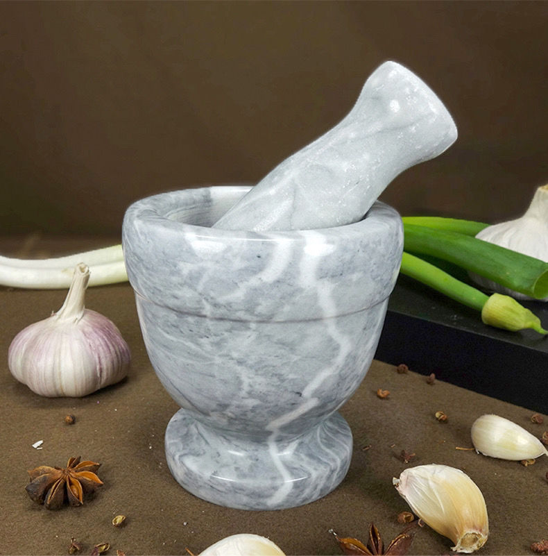 大理石石头捣蒜器蒜泥蒜蓉神器蒜臼子锤蒜器研磨器捣蒜捣药家用石臼子