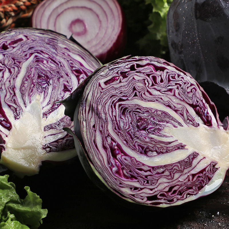 新鲜紫甘蓝蔬菜沙拉菜现采现发坏单包赔紫叶菜紫球菜紫包菜紫甘蓝5斤
