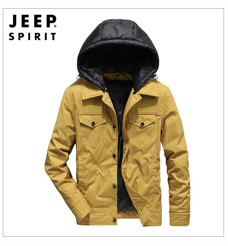 男外套2021秋冬季连帽中青年防寒保暖外套休闲加厚防风上衣冬装黑色m