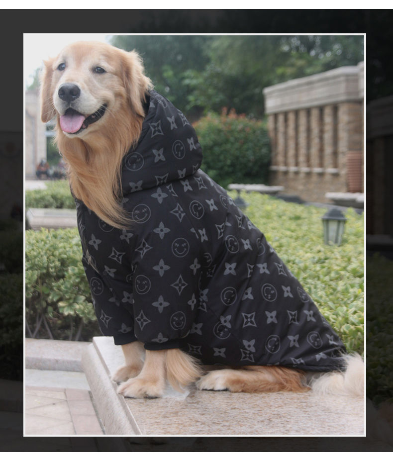 宠物狗衣服潮牌大狗衣服大型犬秋冬棉衣金毛衣服萨摩衣服灰色迷彩棉衣