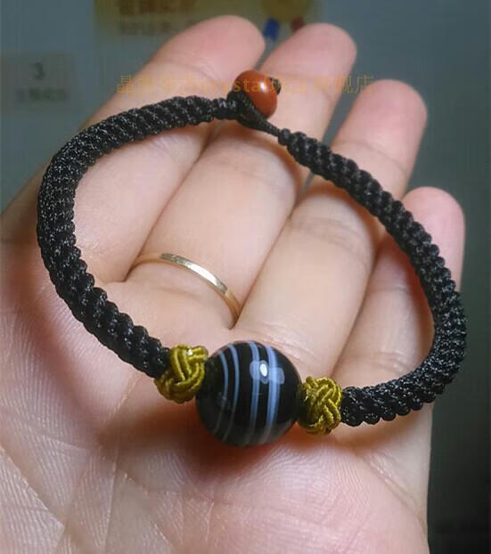 天然乌鸦血石 影子石 红竹石手编手链 乌鸦血石六字箴言