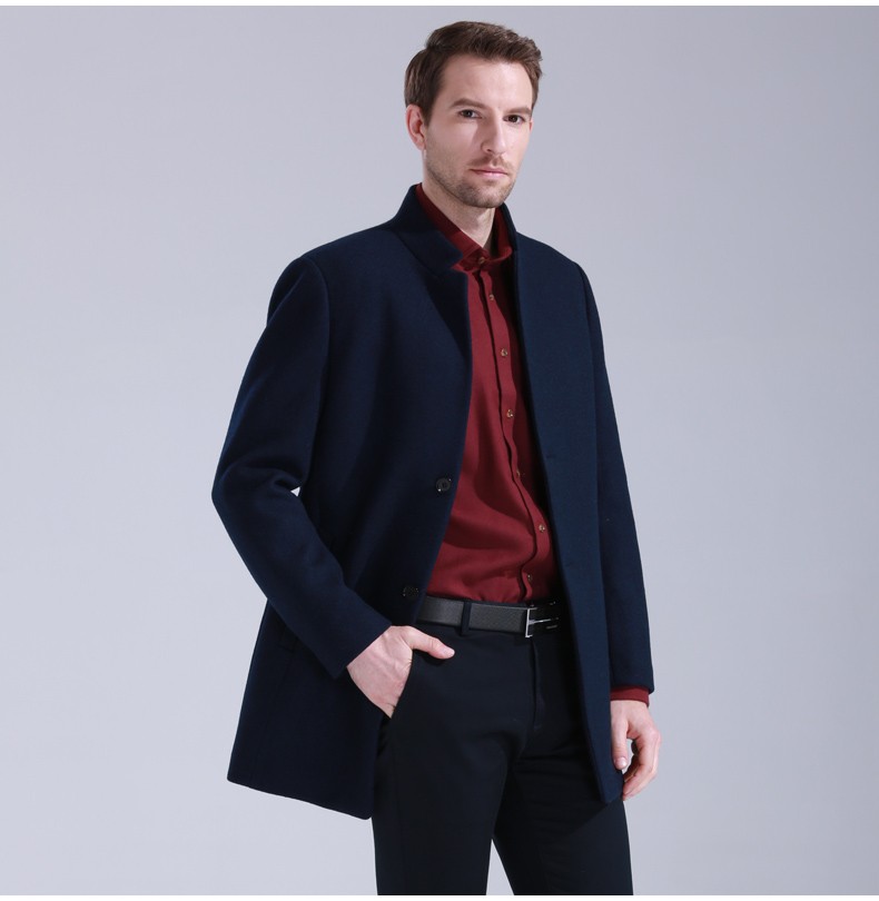mailyard美尔雅男装商务休闲男士毛呢大衣外套088蓝色52