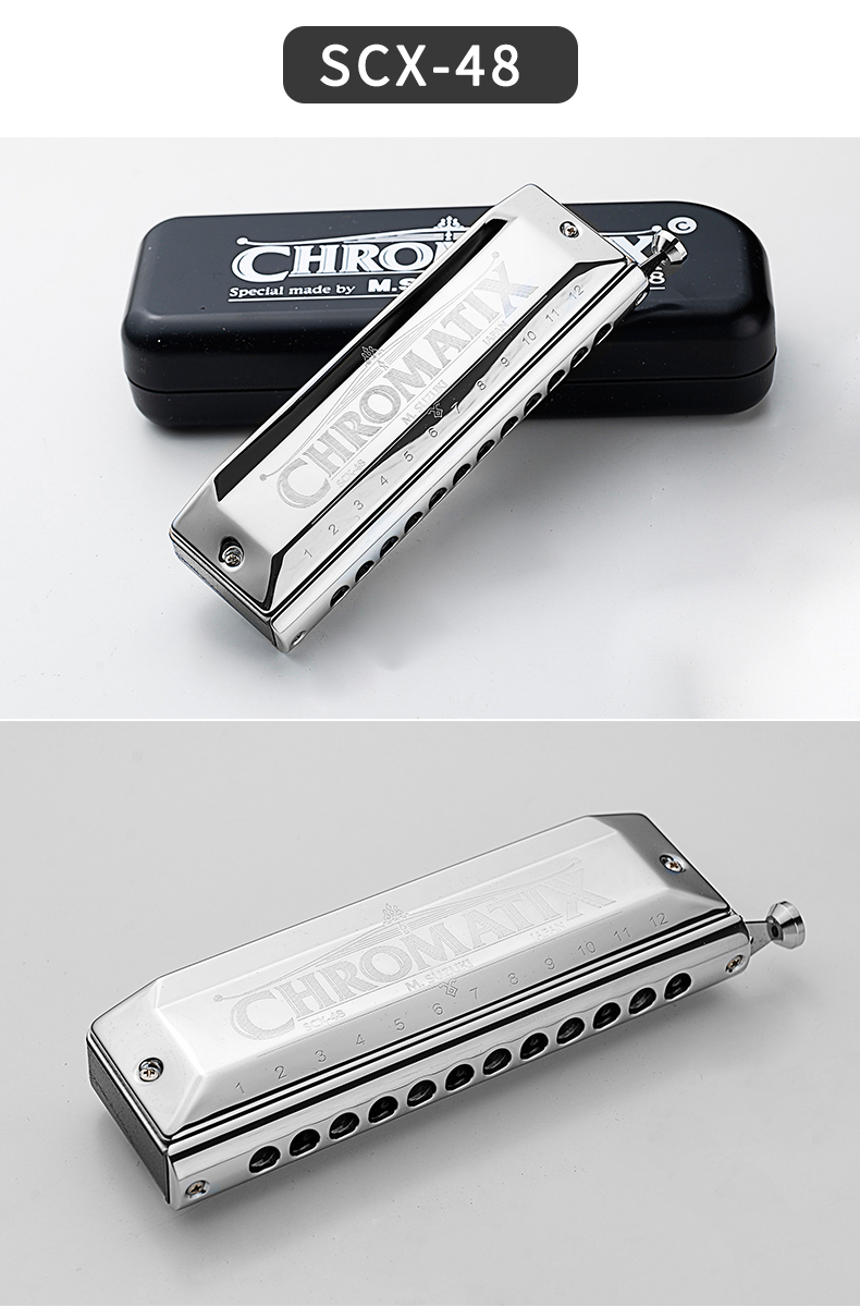 suzuki铃木口琴16孔半音阶成人1664变调口琴scx64送自学秘籍c调