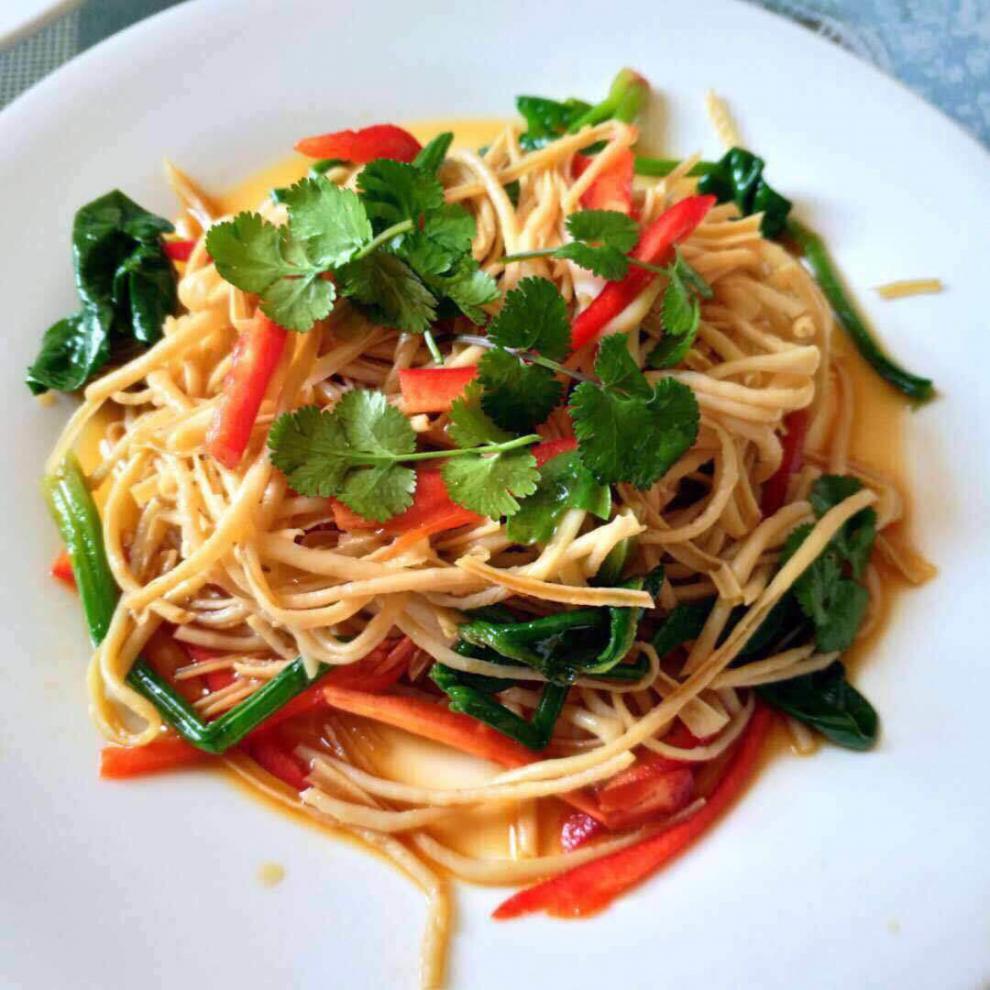 腐竹丝人造肉凉拌菜豆腐丝豆制品火锅配菜云丝油豆皮素肉蛋白肉传统